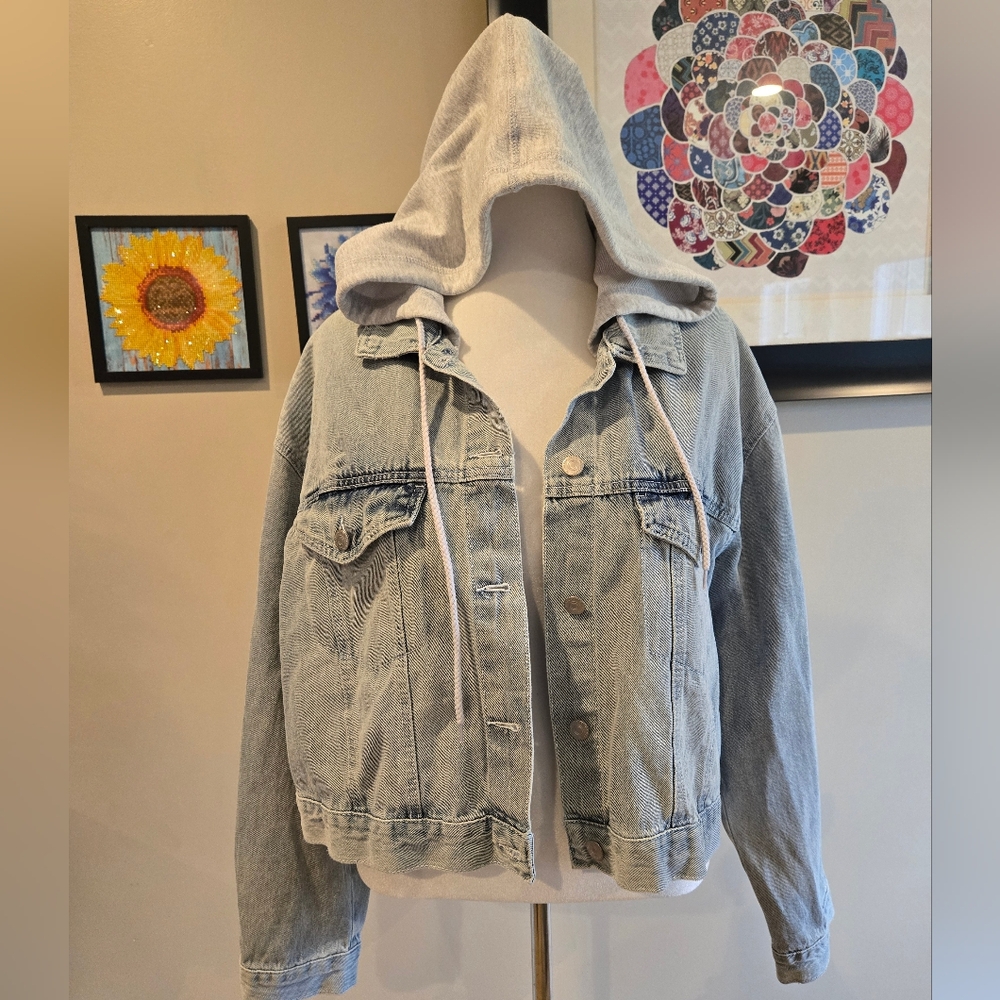 Wallflower Light Blue Denim Hooded Jean Jacket